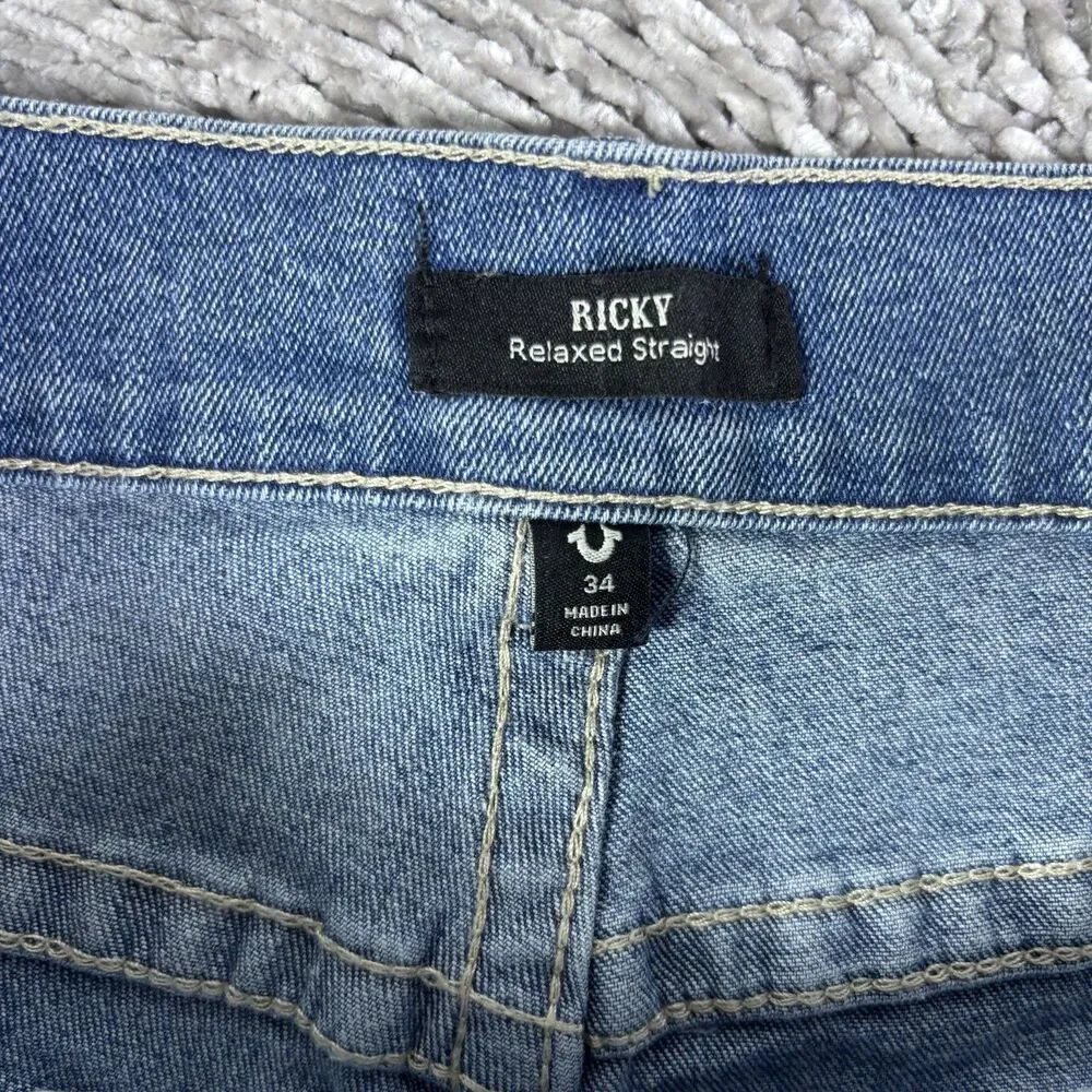 True Religion Ricky Relaxed Straight Shorts Lot Of Two Mens 34 Stretch Denim